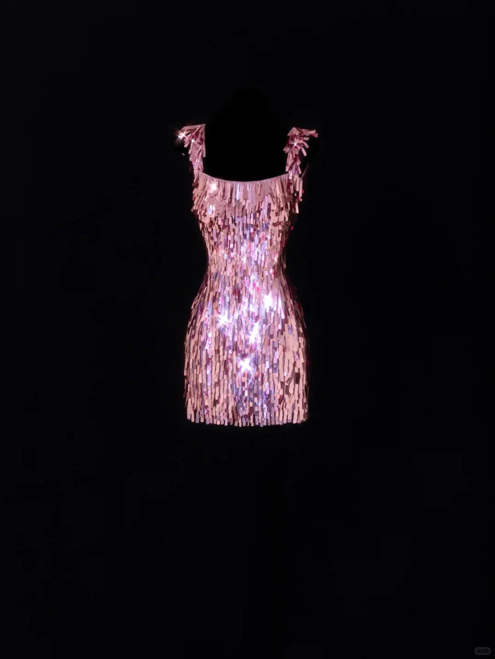 Gorgeous Pink Square Neck Sequin Tassel Slim Birthday Party Homecoming Dress cc4393