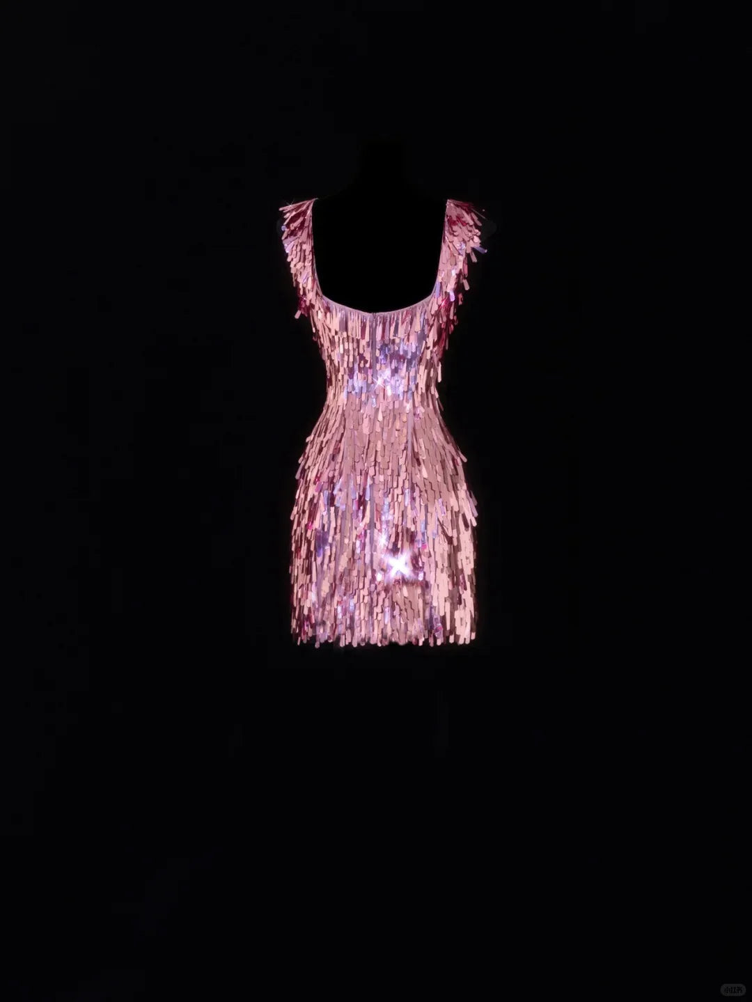Gorgeous Pink Square Neck Sequin Tassel Slim Birthday Party Homecoming Dress cc4393