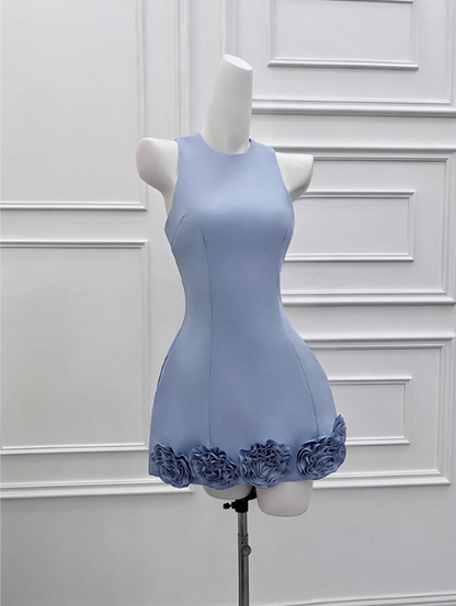 Elegant 3D Flower Satin Birthday Dress Homecoming Dress cc3805