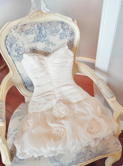 Cute Suspender 3D Flower Tulle Hip Wrap 17th Birthday Homecoming Dress cc3806