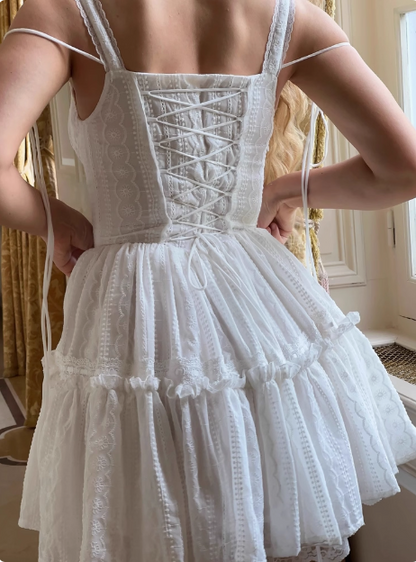 Sweet Lace White Waist Puffy Birthday Skirt Homecoming Dress cc3824