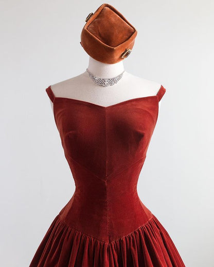 Vintage Elegant Wine Red Velvet Waist A-line 17th Birthday Homecoming Dress cc3974