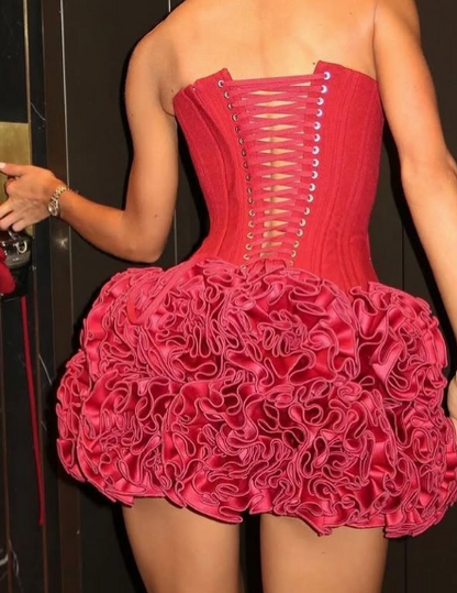 Sexy Red Tube Top Fishbone Back Strap 17th Birthday Homecoming Dress cc3992
