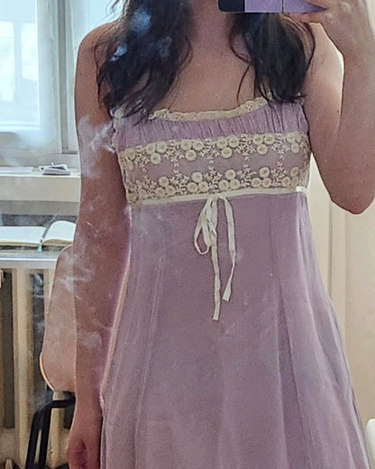 Sweet Lavender Suspender Lace Pattern 16th Birthday Homecoming Dress cc4434