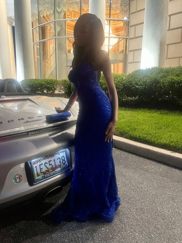 Luxurious Royal Blue Mermaid Sweetheart Neck Sequin Long Prom Dress Evening Dress cc5190