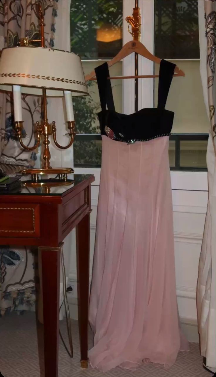 Elegant Black & Pink Color Block A-Line Velvet Chiffon Long Prom Dress Evening Dress cc5249