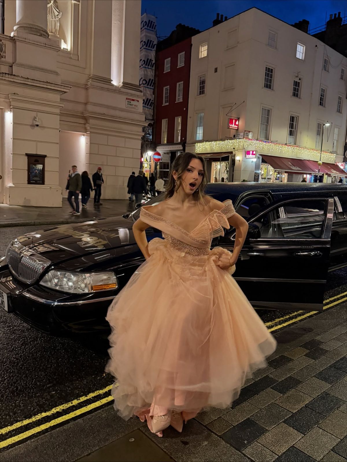 Princess Pink Off-the-shoulder V-Neck Sparkling Diamond Tulle Train Prom Dress Evening Dress cc5267