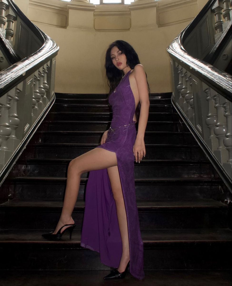 Sexy Deep Purple Halter Deep V-Neck High Slit Backless Tulle Long Prom Dress Evening Dress cc5270