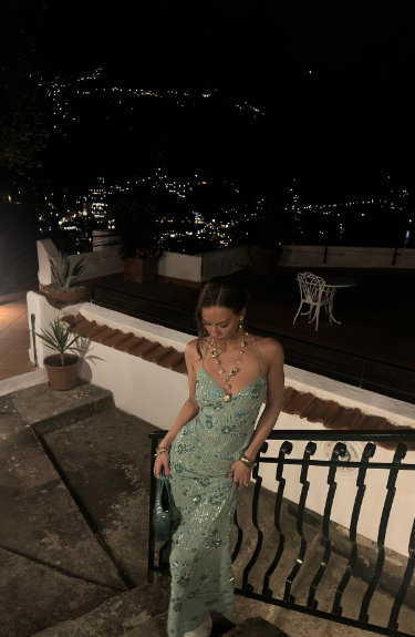 Luxurious Mint Green Halter Neck V-Neck Mermaid Open Back Sequin Beaded Tulle Long Prom Dress Evening Dress cc5414