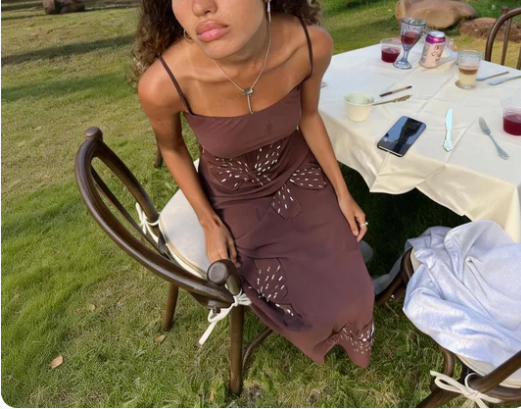 Vintage Dark Brown Spaghetti Strap Slim Fit Open Back Satin Long Prom Dress Birthday Dress cc5555