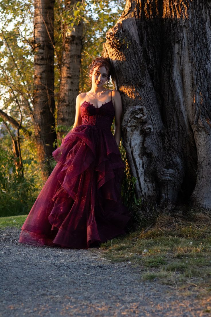 Vintage Burgundy Spaghetti Strap A-Line Multi-Layer Sequin Tulle Long Prom Dress Evening Dress cc5646