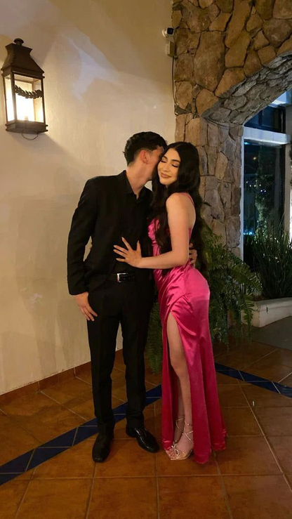 Fashion Satin Beaded Mermaid Prom Dress Slit Evening Party Gown cc1925