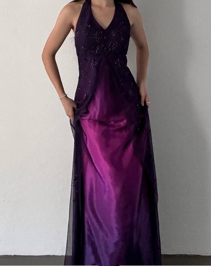Purple Shiny Gorgeous Elegant Fashion Gradient Exquisite Beading Long Tulle Satin Ball Gown Evening Dress Party Dress Prom Dress gh3875