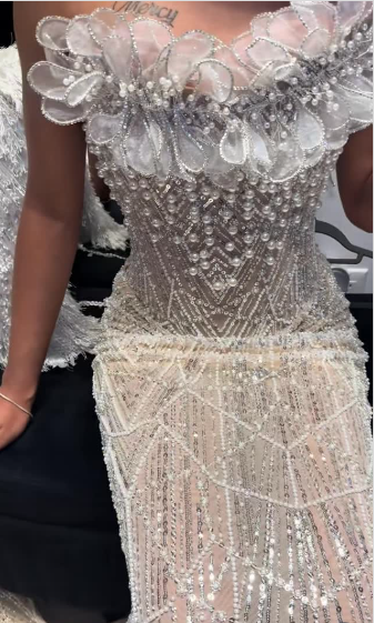 Luxurious Champagne Gold Strapless 3D Floral Beaded Sequin Tulle Train Long Prom Dress Evening Dress cc5576