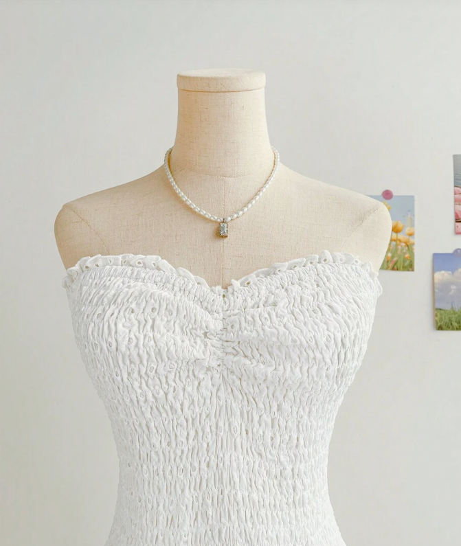 Sweet Heart Neck White Lace Birthday Cake Dress Homecoming Dress cc3867