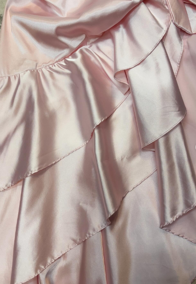 Sweet Pink Halter V-Neck Bow Ruffle Satin Prom Prom Birthday Dress cc5619