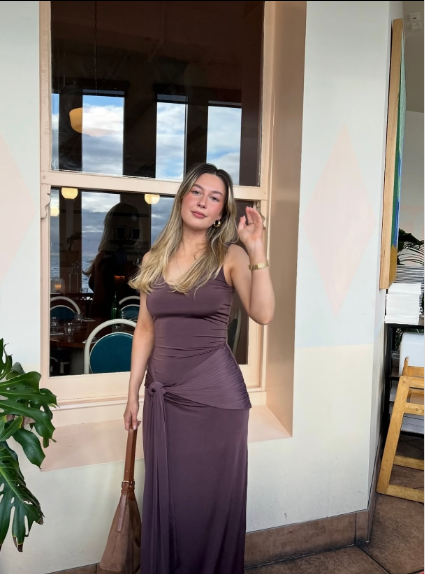 Simple Purple-Gray Spaghetti Strap Twist Satin Long Prom Dress Evening Dress cc5583