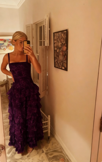 Popular Spaghetti Straps Floor Length Prom Dress New Fashion Tiered Evening Dress  c3329