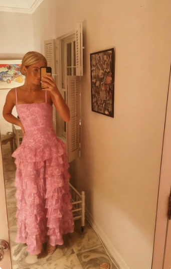 Popular Spaghetti Straps Floor Length Prom Dress New Fashion Tiered Evening Dress  c3329