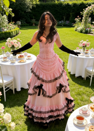 Princess Pink Spaghetti Strap Boned Bow Lace Tulle Long Prom Dress Evening Dress cc5424