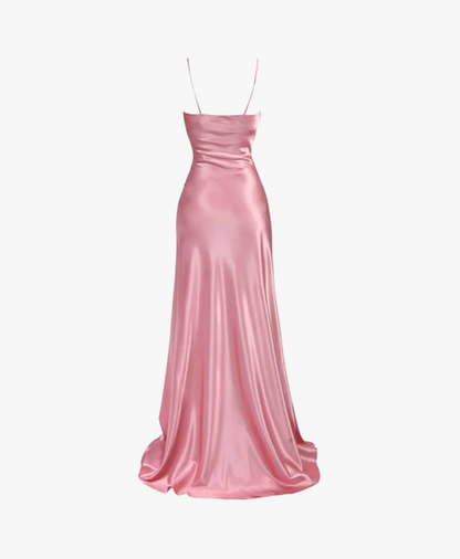 Simple Blue Spaghetti Straps Prom Dress With Split  cc667