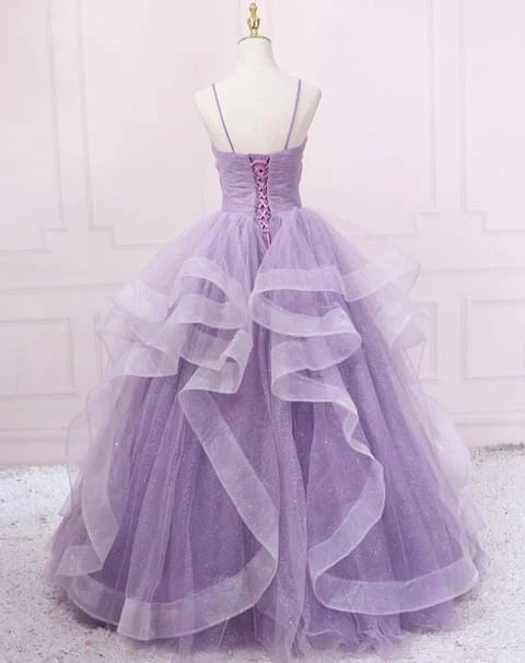 Green/blue long shiny elegant spaghetti straps long ruffled organza ball gown evening dress quinceanera dress gh903