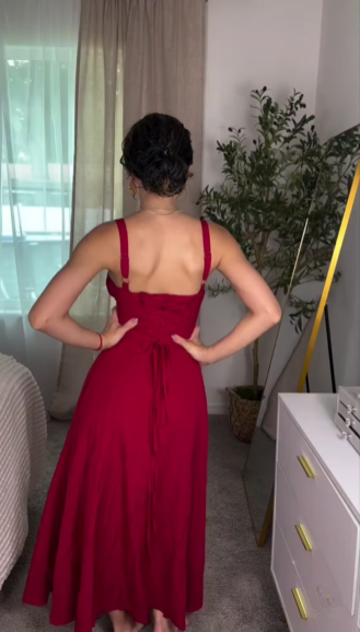 Elegant Burgundy Satin Slit Party Dress,A Line Slit Sleeveless Evening Dress cc2854