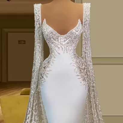White evening dresses long elegant modest formal dress Prom Dress   C1799