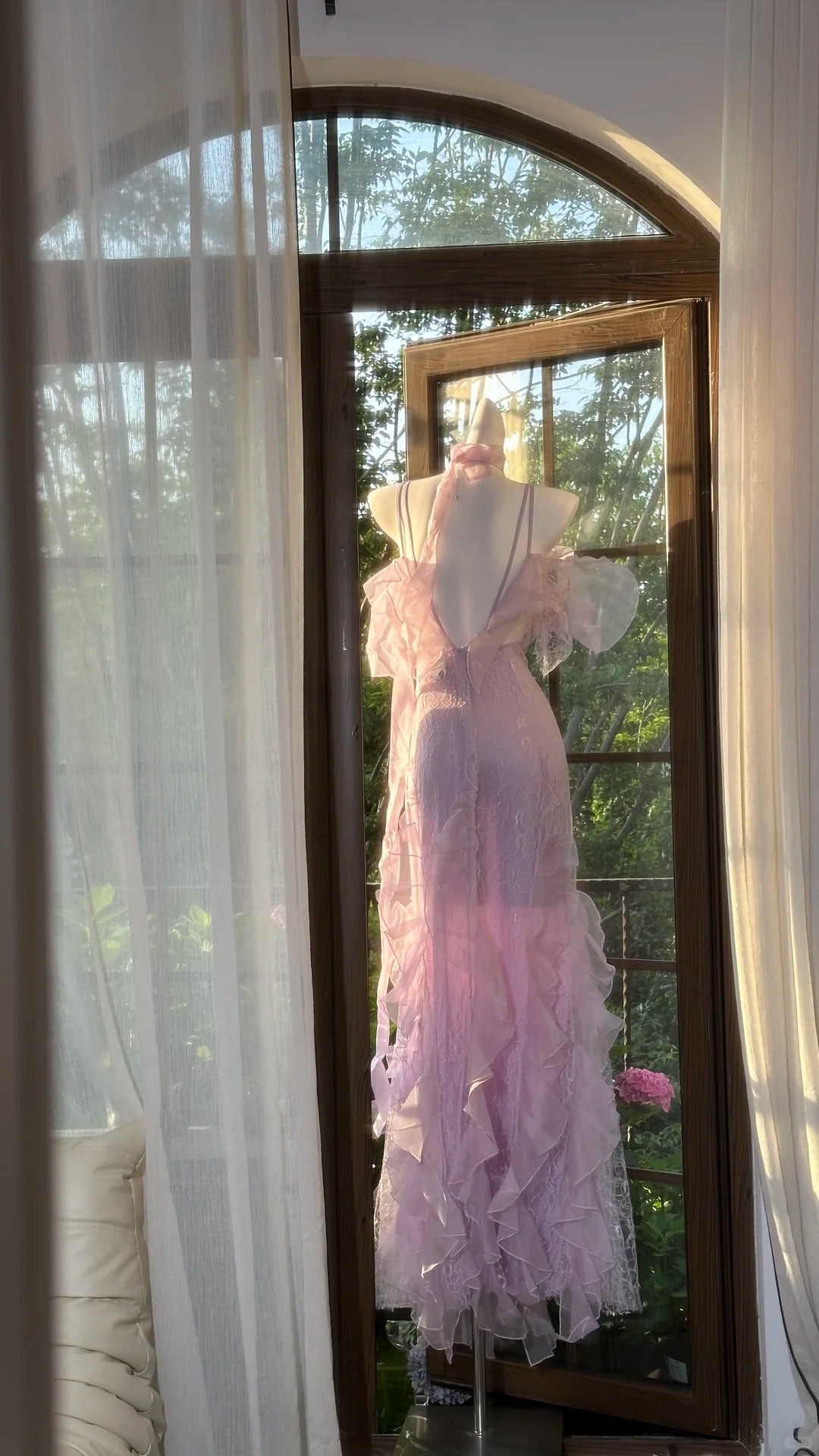 Lilac Romantic Lace Elegant Long Chiffon Ball Gown Evening Dress Party Dress Date Dress gh4613