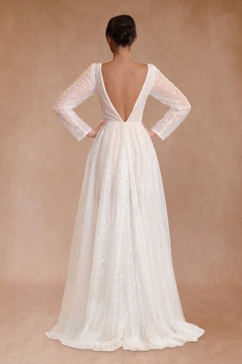 Frayah | Bohemian A-Line Sparkly Sequined Luxury Wedding Dresses