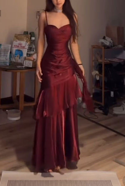 Burgundy Fashion Long Prom Dresses Formal Graduation Dress