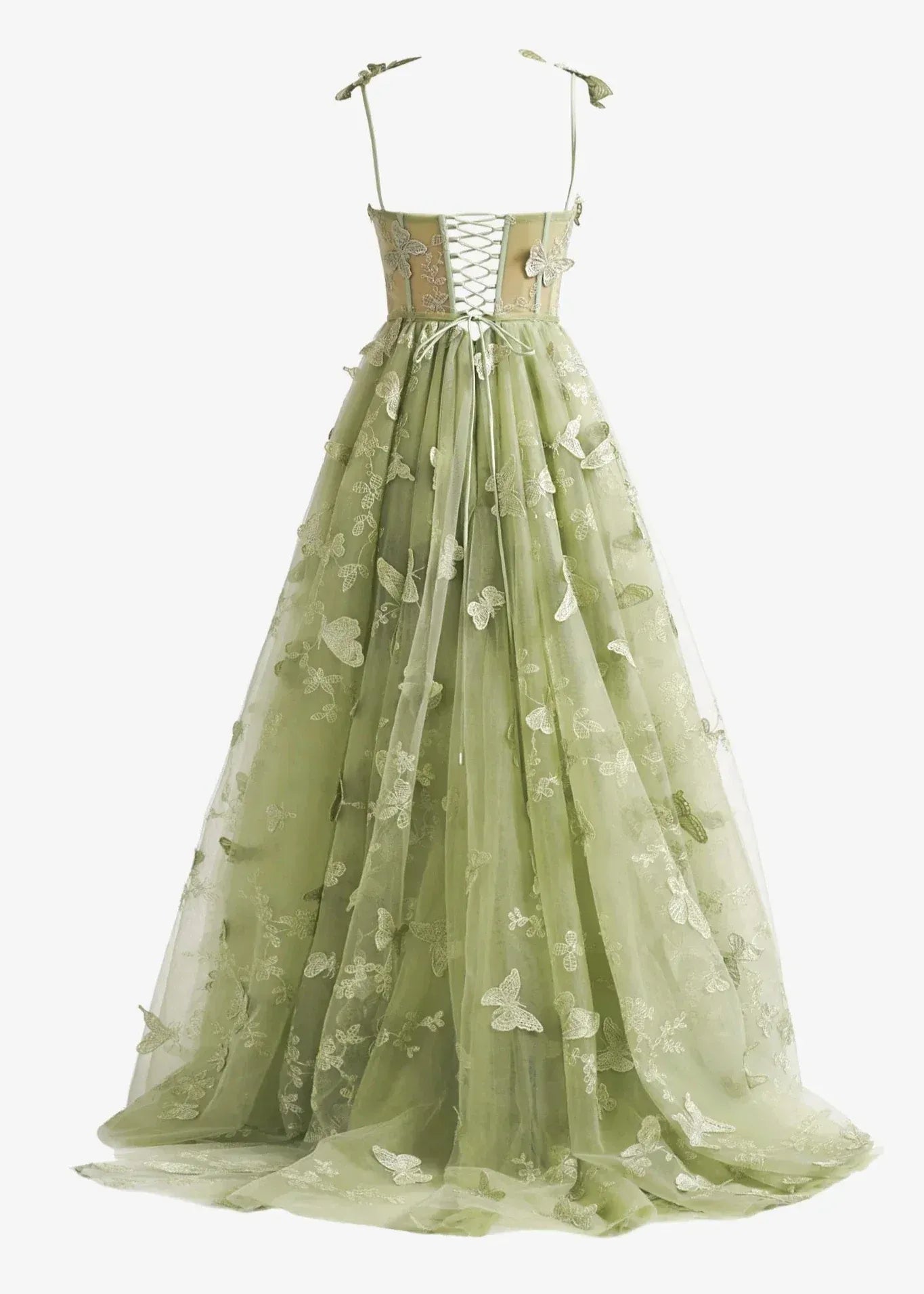Fairtale Prom Dress Green Elegant Lace Maxi Dresses with Slit