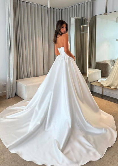 Ayasha | Ball Gown Strapless Satin Wedding Dresses
