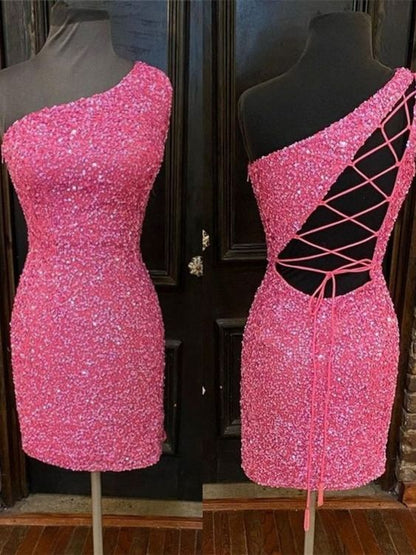Sparkle Royal Blue Sequin One Shoulder Bodycon Party Dress c3420