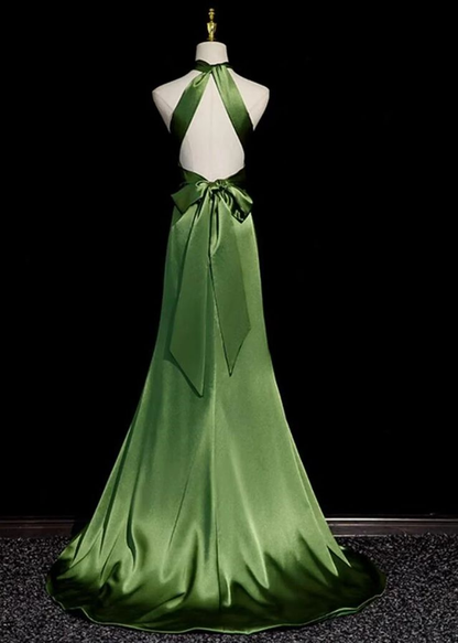Sexy Backless Long A Line Slit Evening Dress Halter Prom Dress Party Gown cc1494