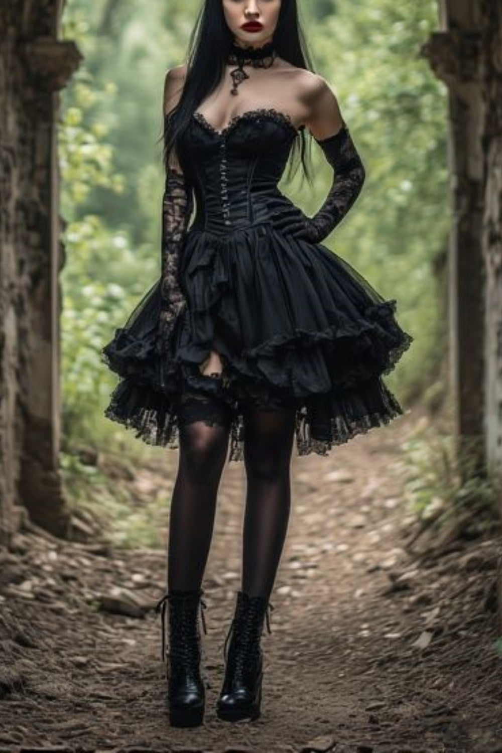 girlhomeshops-Black short sheer corset party dress gh6190