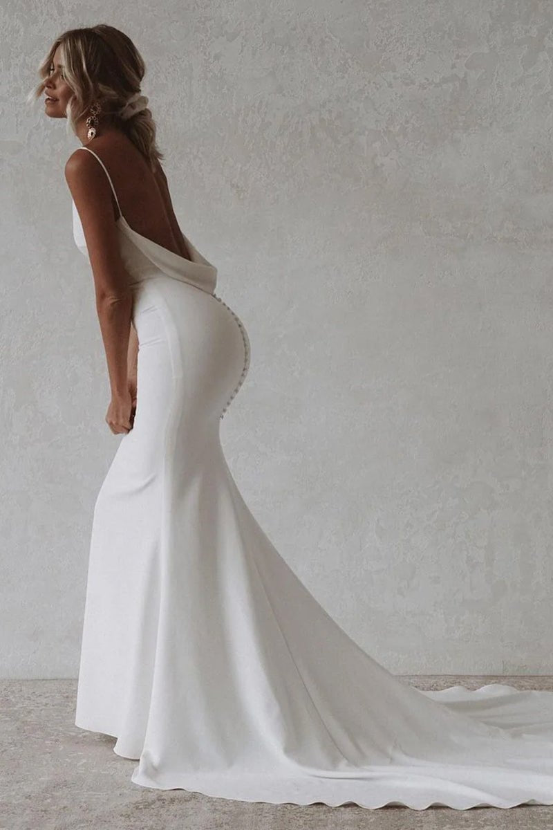Dorian | Elegant Mermaid V-Neck Elastic Satin Long Wedding Dresses