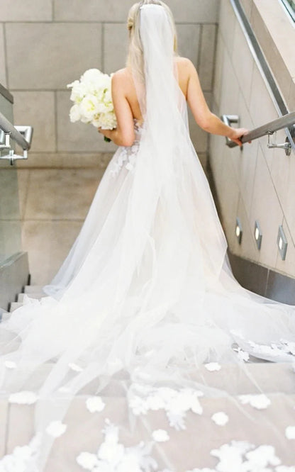 Ethereal A-Line Beach Tulle Wedding Dress With Spaghetti Straps And Open Back