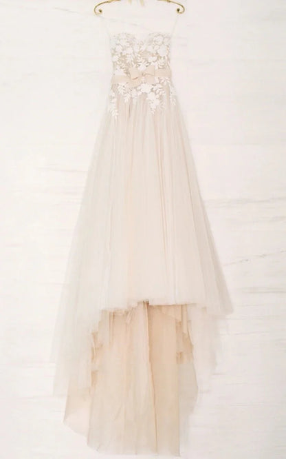 Ethereal A-Line Beach Tulle Wedding Dress With Spaghetti Straps And Open Back