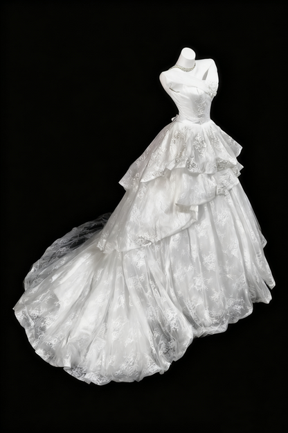 girlhomeshops-White, Gorgeous, And Exquisite Lace Long Wedding Dress gh6281