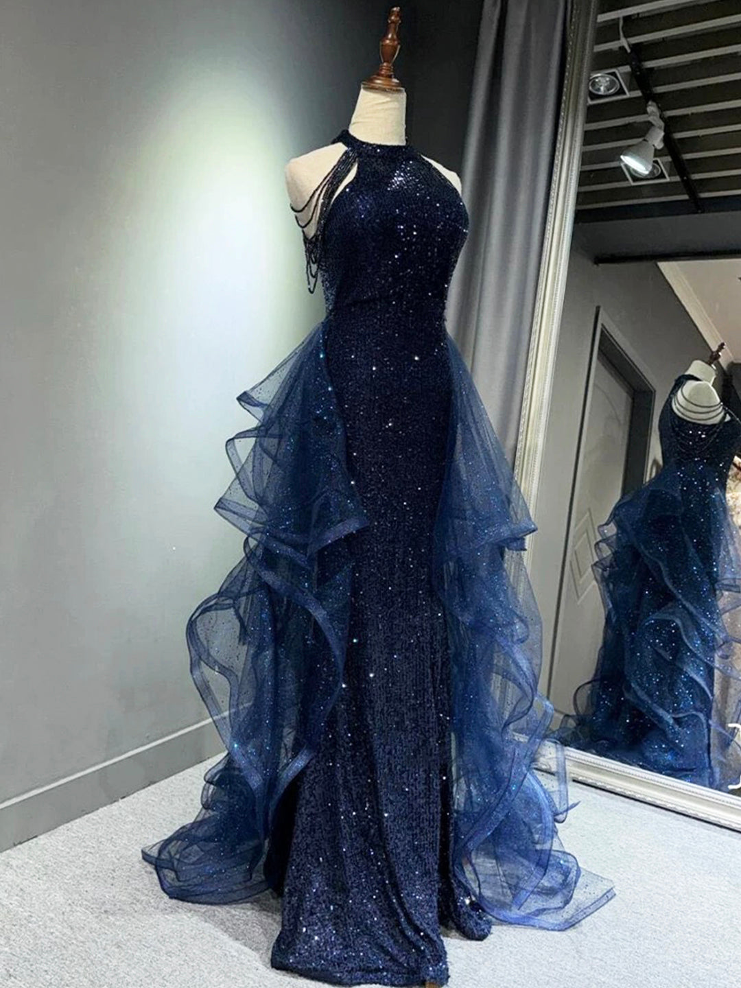 Burgundy/Black/Blue Shiny Bodycon Sequined Long Elegant Ball Gown Evening Dress gh3058