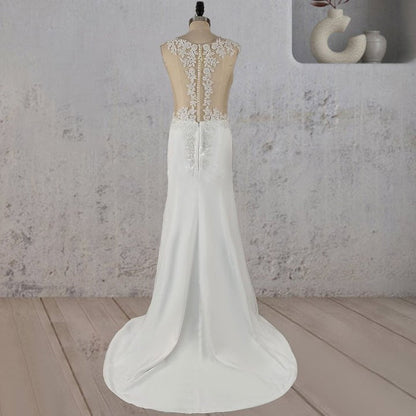 Mermaid Illusion Lace Appliqued Wedding Dress