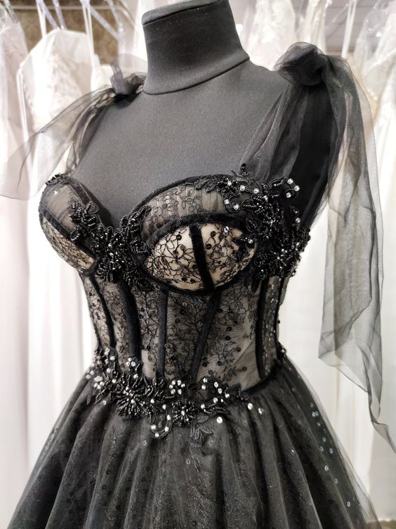 Tulle Black Party Dress Prom Evening Dress C1525
