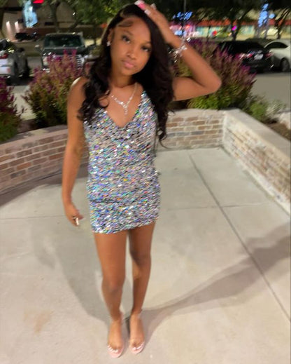 Short Sequins Short Homecoming Dress Gliter Party Dress c2783
