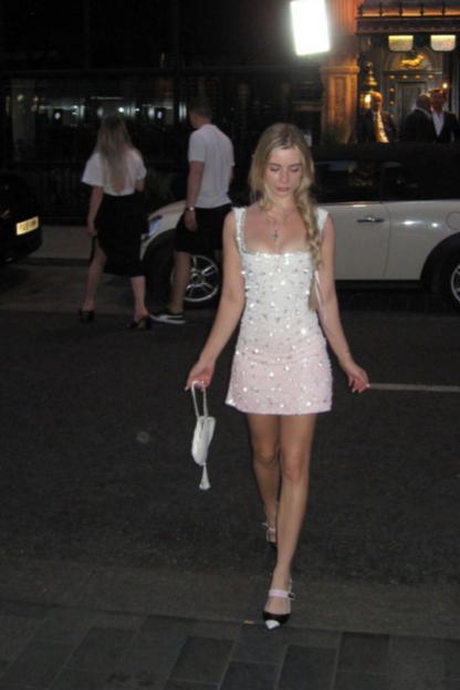 girlhomeshops--White And Pink Gradient Exquisite Beaded Short Homecoming Dress gh5639